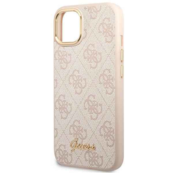 GUESS futerał do IPHONE 13 / 14 / 15 GUHCP14SHG4SHP (4G Vintage Gold Logo) różowy