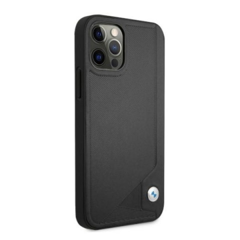 Etui na telefon iPhone 12 Pro Max BMW czarne hardcase Leather Deboss