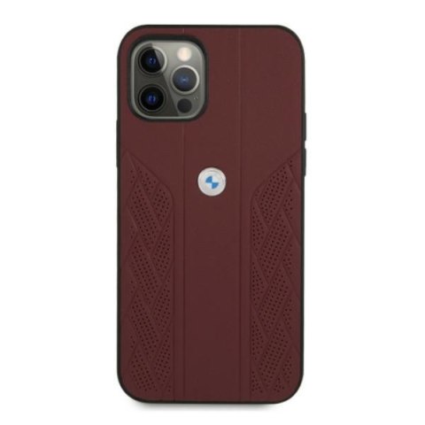 Etui iPhone 12 Pro Max BMW czerwone hardcase Leather Curve Perforate