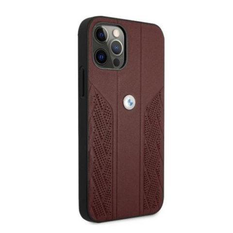 Etui iPhone 12 Pro Max BMW czerwone hardcase Leather Curve Perforate