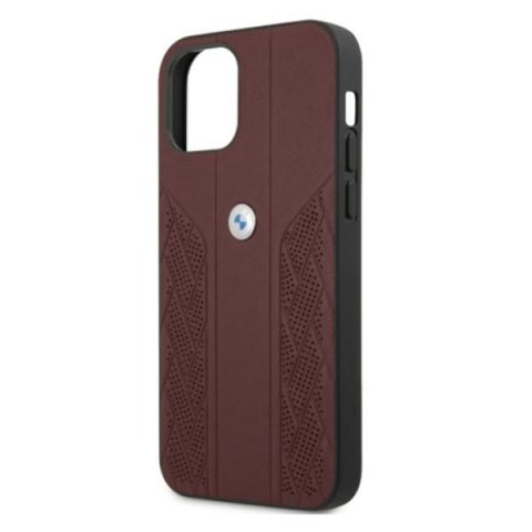 Etui iPhone 12 Pro Max BMW czerwone hardcase Leather Curve Perforate