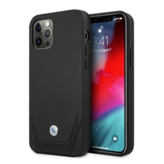 Etui iPhone 12 Pro Max BMW czarne hardcase Leather Perforate