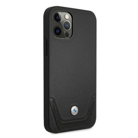 Etui na telefon iPhone 12 Pro Max BMW czarne skórzane hardcase