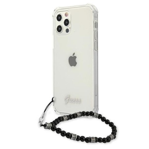 Etui na telefon iPhone 12 Pro Max Guess GUHCP12LKPSBK transparentne