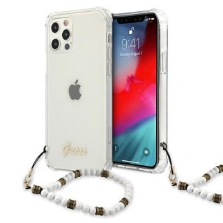 Etui iPhone 12 Pro Max Guess GUHCP12LKPSWH transparent hardcase White Pearl