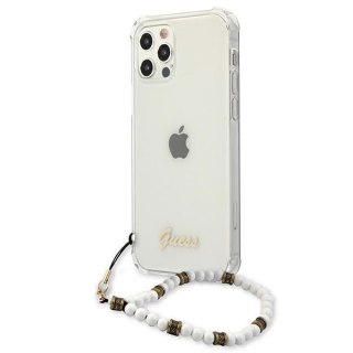 Etui iPhone 12 Pro Max Guess GUHCP12LKPSWH transparent hardcase White Pearl