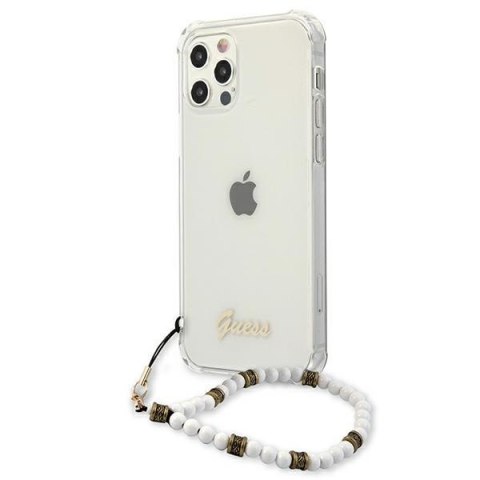 Etui na telefon iPhone 12 Pro Max Guess GUHCP12LKPSWH transparentne