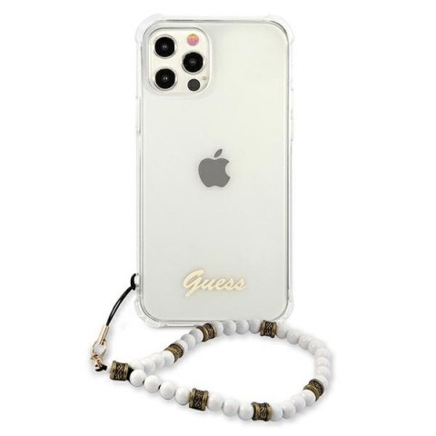 Etui na telefon iPhone 12 Pro Max Guess GUHCP12LKPSWH transparentne