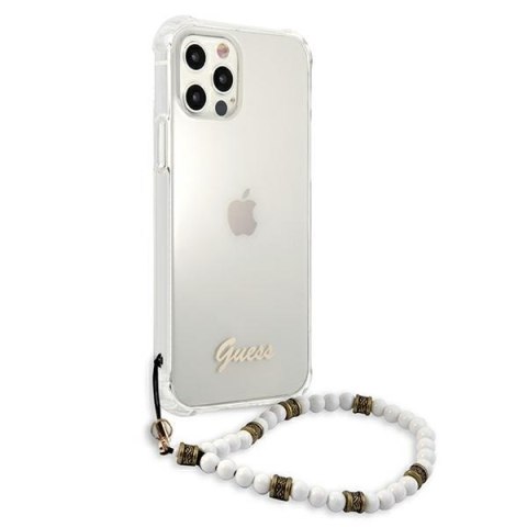 Etui na telefon iPhone 12 Pro Max Guess GUHCP12LKPSWH transparentne