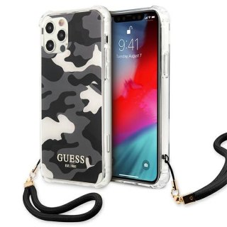 Etui iPhone 12 Pro Max Guess GUHCP12LKSARBK czarny hardcase Camo Collection