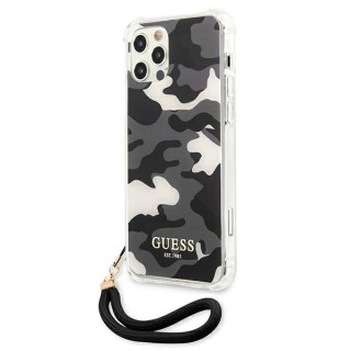 Etui iPhone 12 Pro Max Guess GUHCP12LKSARBK czarny hardcase Camo Collection