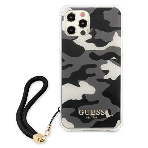 Etui na telefon iPhone 12 Pro Max Guess Camo Collection czarny hardcase