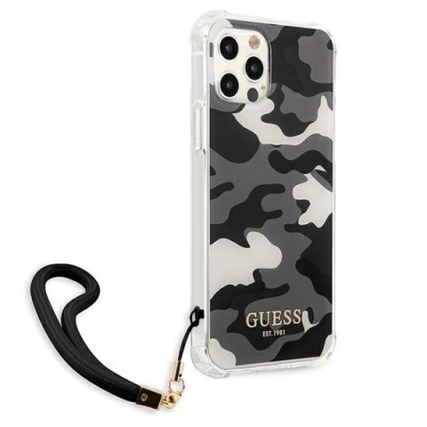 Etui na telefon iPhone 12 Pro Max Guess Camo Collection czarny hardcase