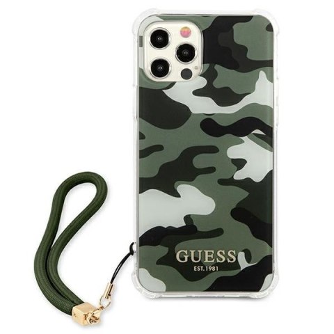 Etui na telefon iPhone 12 Pro Max Guess Camo Collection zielony hardcase