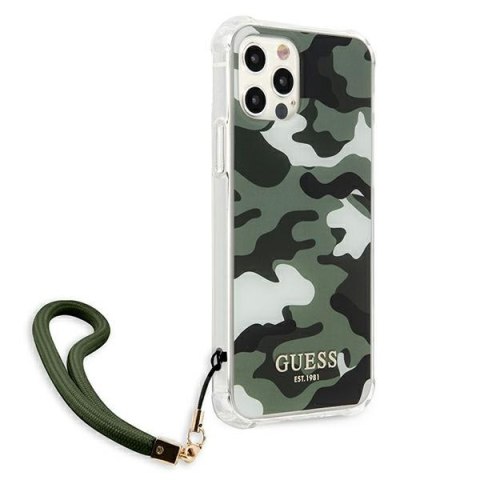 Etui na telefon iPhone 12 Pro Max Guess Camo Collection zielony hardcase