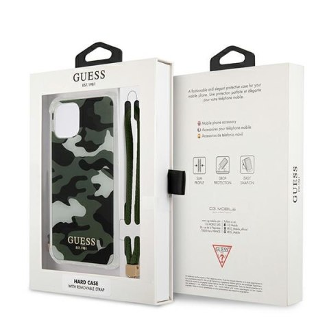 Etui na telefon iPhone 12 Pro Max Guess Camo Collection zielony hardcase