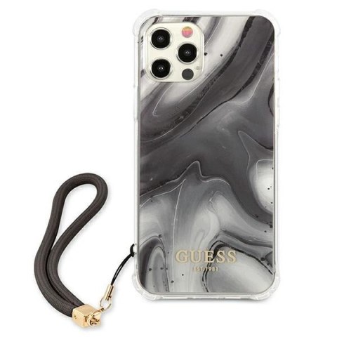 Etui na telefon iPhone 12 Pro Max Guess Marble Collection szary hardcase