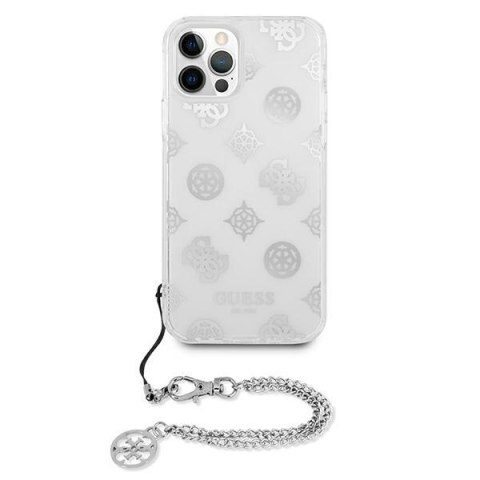 Etui na telefon iPhone 12 Pro Max Guess Peony Chain srebrny hardcase