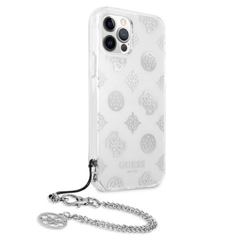 Etui na telefon iPhone 12 Pro Max Guess Peony Chain srebrny hardcase