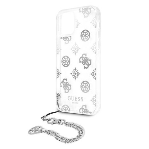 Etui na telefon iPhone 12 Pro Max Guess Peony Chain srebrny hardcase