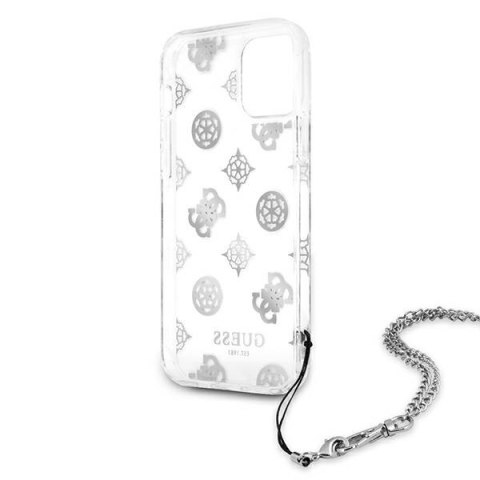 Etui na telefon iPhone 12 Pro Max Guess Peony Chain srebrny hardcase