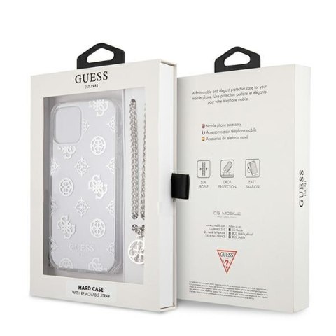 Etui na telefon iPhone 12 Pro Max Guess Peony Chain srebrny hardcase