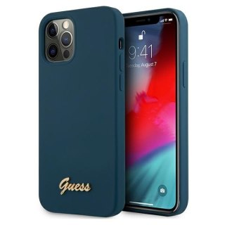 Etui na telefon iPhone 12 Pro Max Guess GUHCP12LLSLMGBL niebieskie