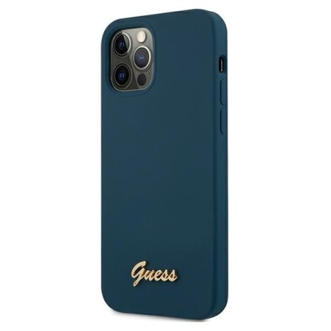 Etui na telefon iPhone 12 Pro Max Guess GUHCP12LLSLMGBL niebieskie