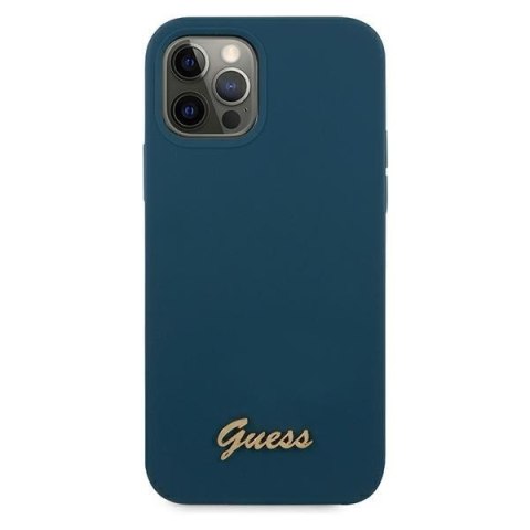 Etui na telefon iPhone 12 Pro Max Guess GUHCP12LLSLMGBL niebieskie