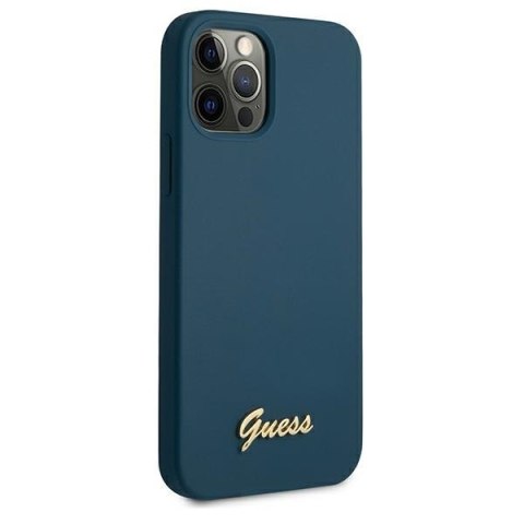 Etui na telefon iPhone 12 Pro Max Guess GUHCP12LLSLMGBL niebieskie