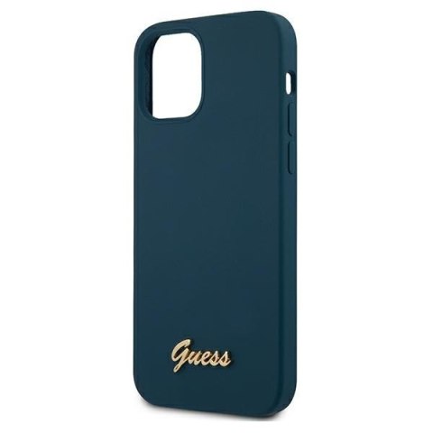 Etui na telefon iPhone 12 Pro Max Guess GUHCP12LLSLMGBL niebieskie