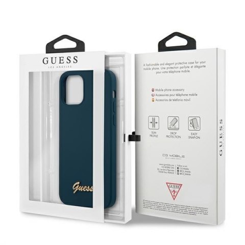 Etui na telefon iPhone 12 Pro Max Guess GUHCP12LLSLMGBL niebieskie