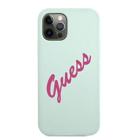 Etui na telefon iPhone 12 Pro Max Guess GUHCP12LLSVSBF niebieski-fuksja