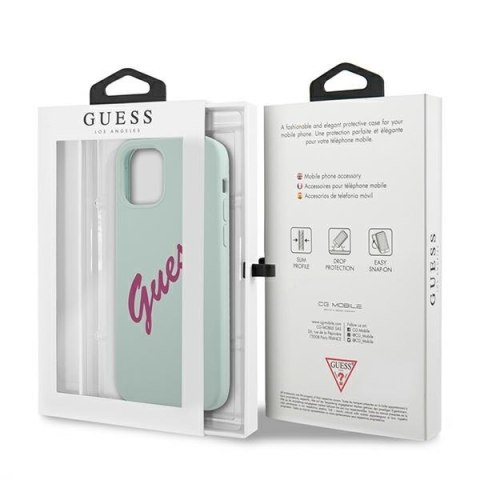 Etui na telefon iPhone 12 Pro Max Guess GUHCP12LLSVSBF niebieski-fuksja