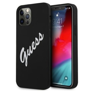 Etui na telefon iPhone 12 Pro Max Guess czarno-biały silikonowy hardcase