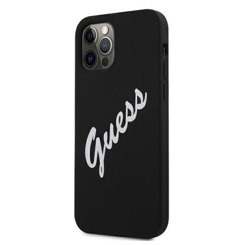 Etui na telefon iPhone 12 Pro Max Guess czarno-biały silikonowy hardcase