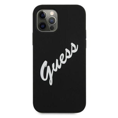 Etui na telefon iPhone 12 Pro Max Guess czarno-biały silikonowy hardcase