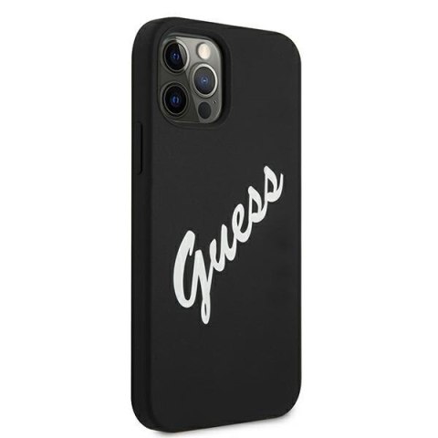 Etui na telefon iPhone 12 Pro Max Guess czarno-biały silikonowy hardcase