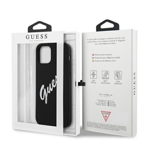 Etui na telefon iPhone 12 Pro Max Guess czarno-biały silikonowy hardcase