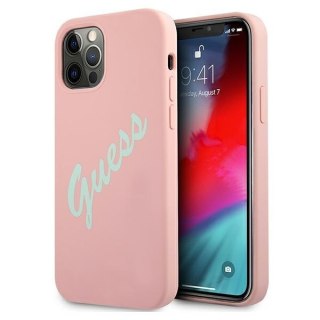 Etui na telefon iPhone 12 Pro Max Guess silikonowe różowo-zielone