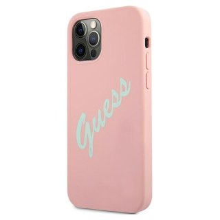 Etui na telefon iPhone 12 Pro Max Guess silikonowe różowo-zielone