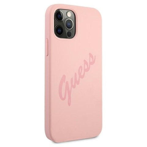 Etui na telefon iPhone 12 Pro Max Guess Różowy Hardcase Script Vintage