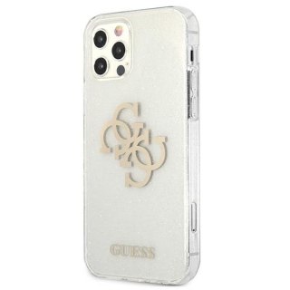 Etui na telefon iPhone 12 Pro Max Guess Glitter 4G Big Logo transparentne