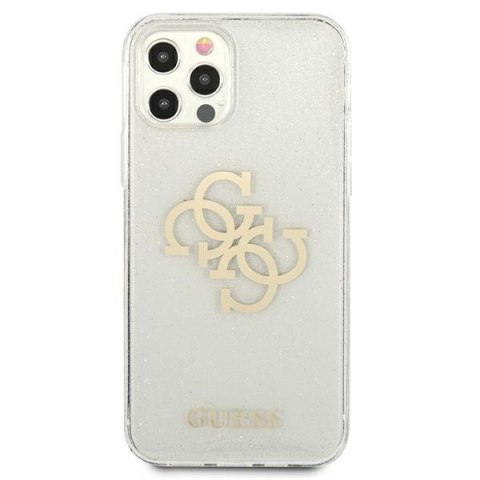 Etui na telefon iPhone 12 Pro Max Guess Glitter 4G Big Logo transparentne