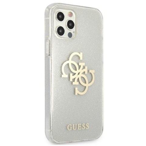 Etui na telefon iPhone 12 Pro Max Guess Glitter 4G Big Logo transparentne