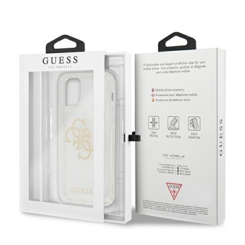 Etui na telefon iPhone 12 Pro Max Guess Glitter 4G Big Logo transparentne