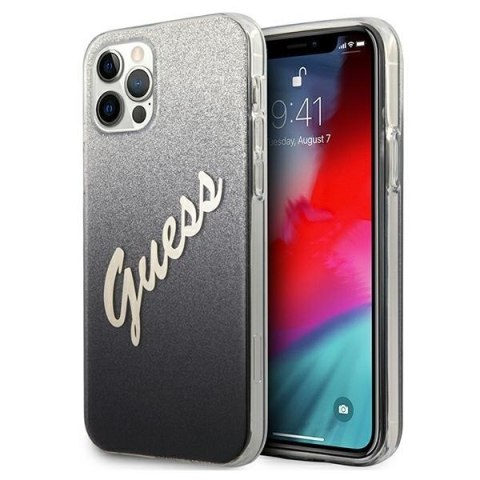 Etui na telefon iPhone 12 Pro Max Guess Glitter Gradient Czarny Hardcase