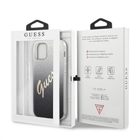 Etui na telefon iPhone 12 Pro Max Guess Glitter Gradient Czarny Hardcase