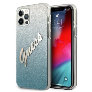 Etui na telefon iPhone 12 Pro Max Guess Glitter Gradient Niebieski