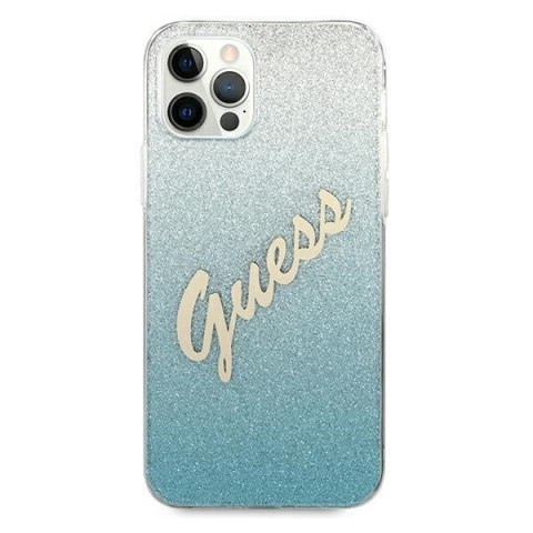 Etui na telefon iPhone 12 Pro Max Guess Glitter Gradient Niebieski